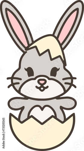 cute bunny in easter egg cartoon