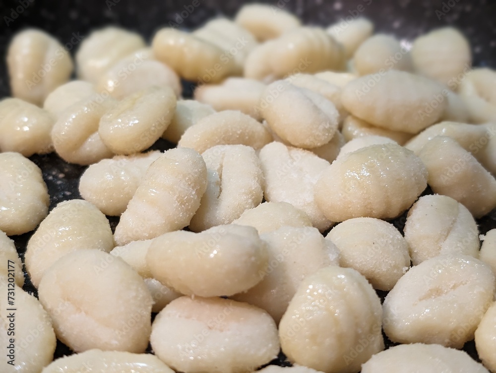 Gnocci frying in a pan