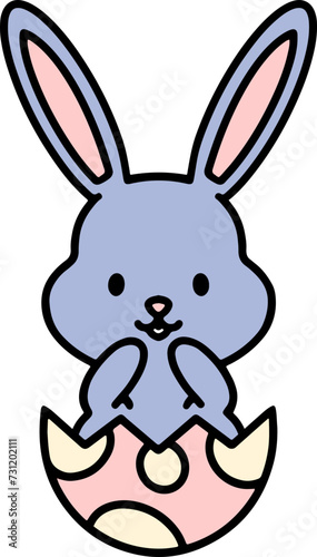 cute easter bunny in easter egg © lineartestpilot