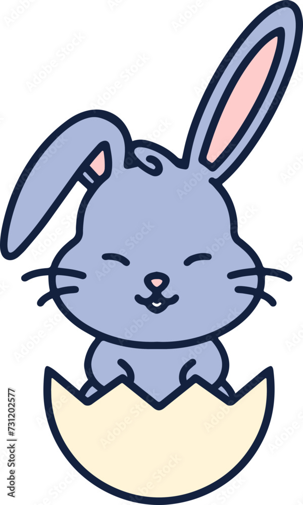 Obraz premium cute easter bunny in egg cartoon