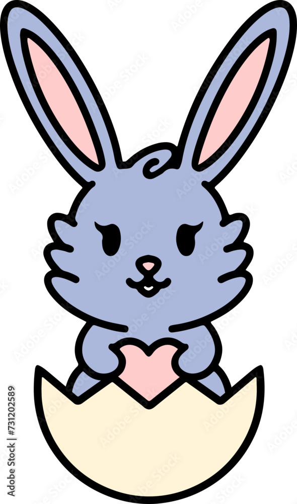 cute easter bunny in egg cartoon cute easter bunny in egg cartoon