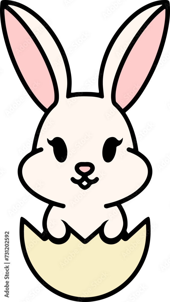 cute easter bunny in egg cartoon