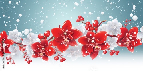 Orchid christmas card with white snowflakes vector illustration 
