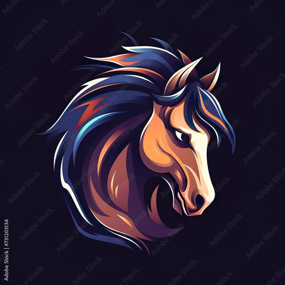 hand drawn horse mascot logo 
