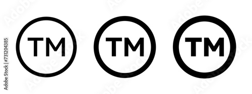 TM Trademark Line Icon Set. Trade Sign and Logo symbol in black and blue color.