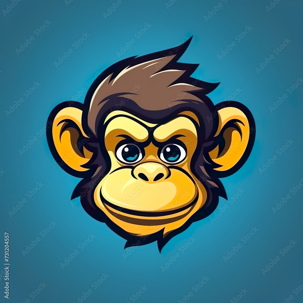 hand drawn cute monkey mascot logo  