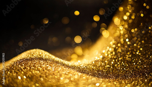 Abstract golden glitter background with elegant movement, symbolizing luxury and opulence