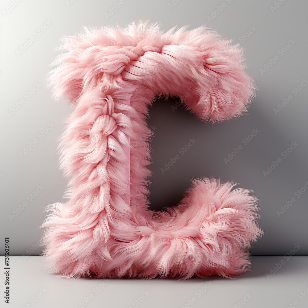 Fluffy Pink Letter C against Cloudy Sky created with Generative AI technology Fluffy Pink Letter C against Cloudy Sky created with Generative AI technology