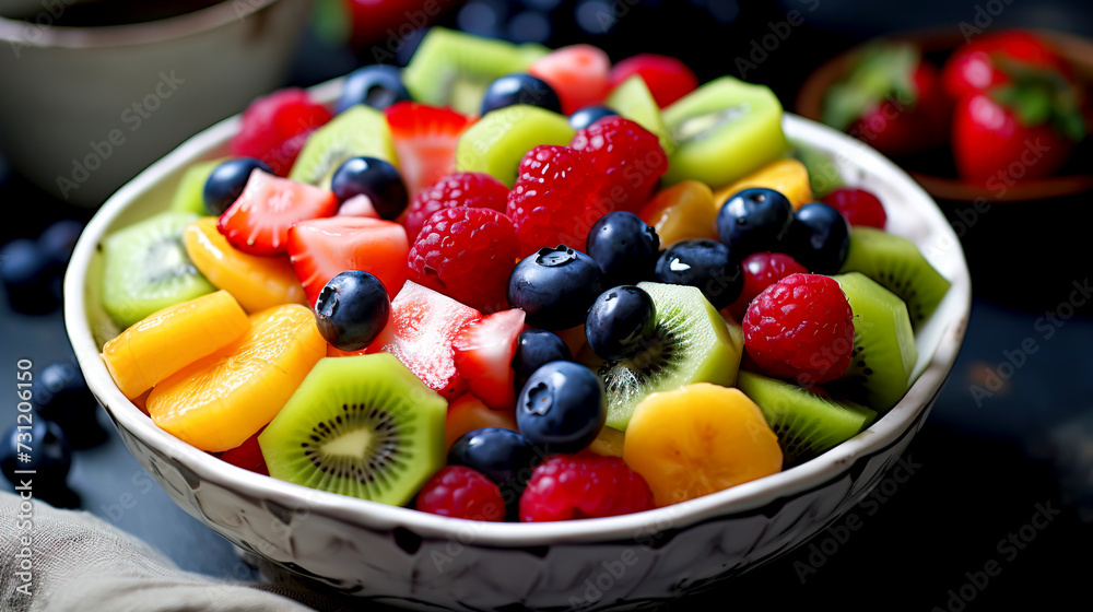 Vibrant Medley of Summer Fruits Bowl created with Generative AI technology Vibrant Medley of Summer Fruits Bowl created with Generative AI technology