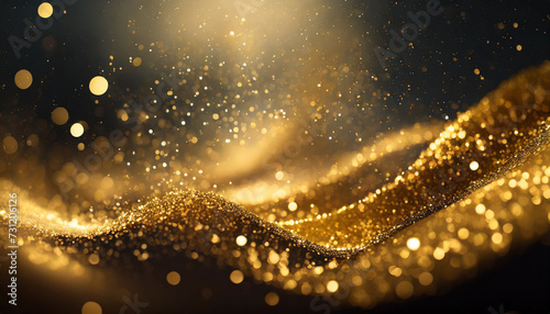 Abstract golden glitter background with elegant movement, symbolizing luxury and opulence photo