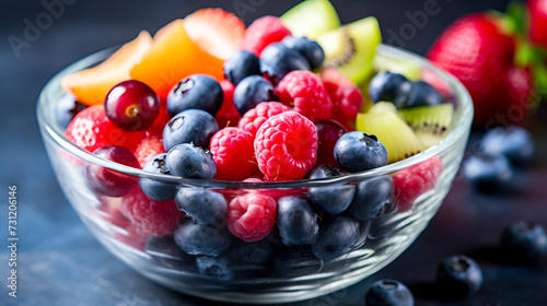 Vibrant Medley of Summer Fruits Bowl created with Generative AI technology