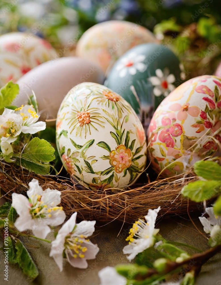 Fototapeta premium easter eggs in a basket