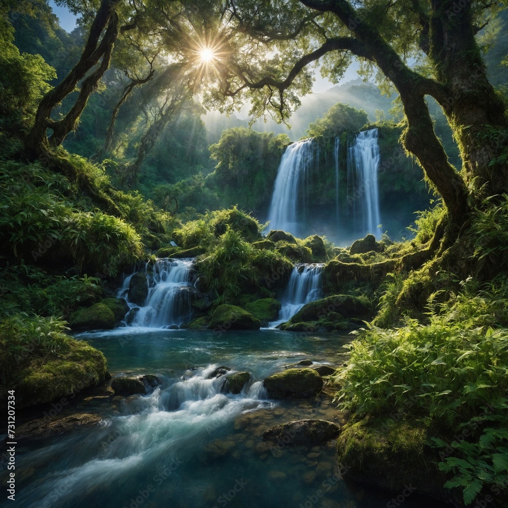 Naklejka premium waterfall in the forest