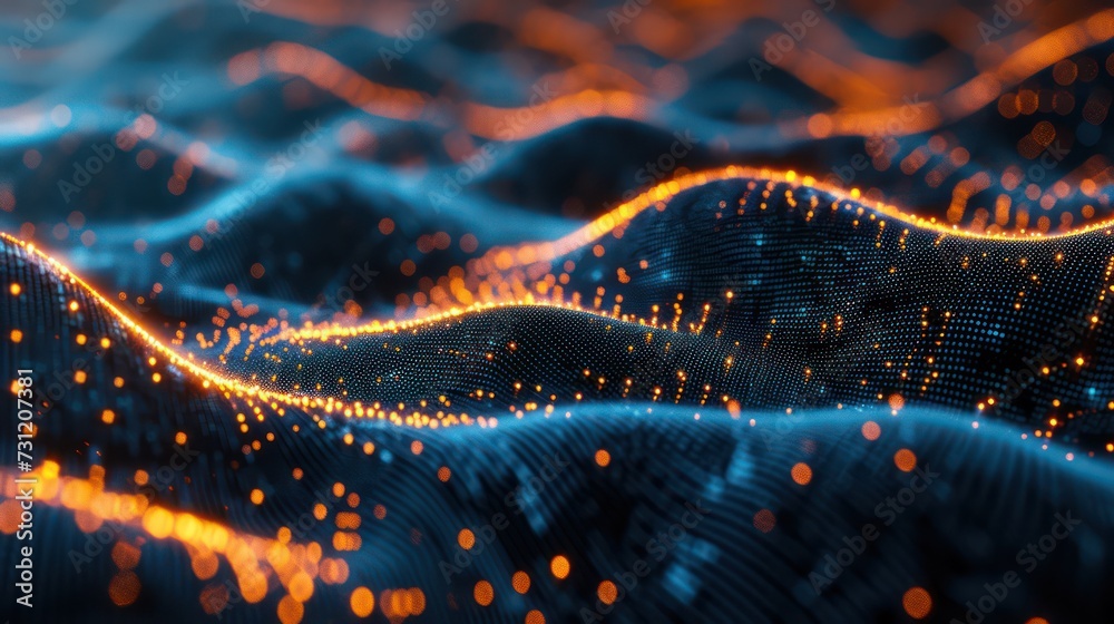 Abstract digital waves with flowing and glowing particles Abstract digital waves with flowing and glowing particles