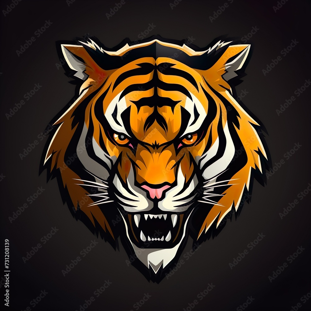hand drawn tiger mascot logo  