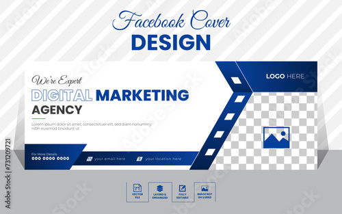 Professional social media Facebook cover design template for digital marketing agency with best layout.