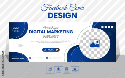 Professional social media Facebook cover design template for digital marketing agency with best layout.