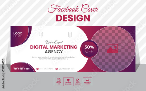 Professional social media Facebook cover design template for digital marketing agency with best layout.