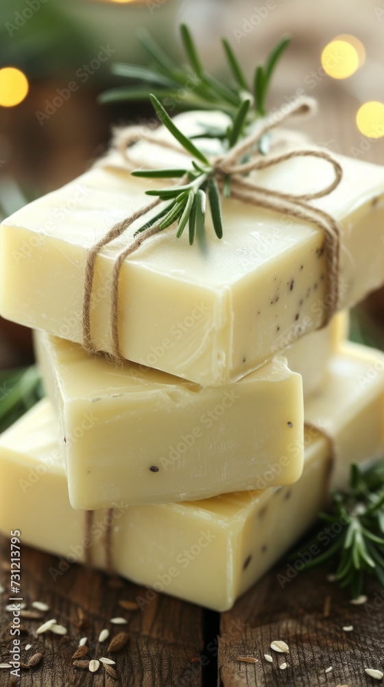 Handmade organic soap on a wooden background. Handmade organic soap on a wooden background.