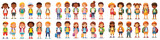 Vector cartoon characters of schoolchildren set