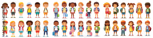 Vector cartoon characters of schoolchildren set photo