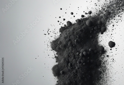 Black charcoal dust gunpowder isolated on white background and texture top view