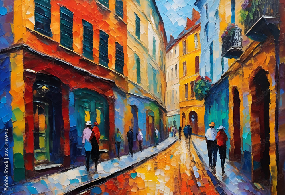Naklejka premium City street life