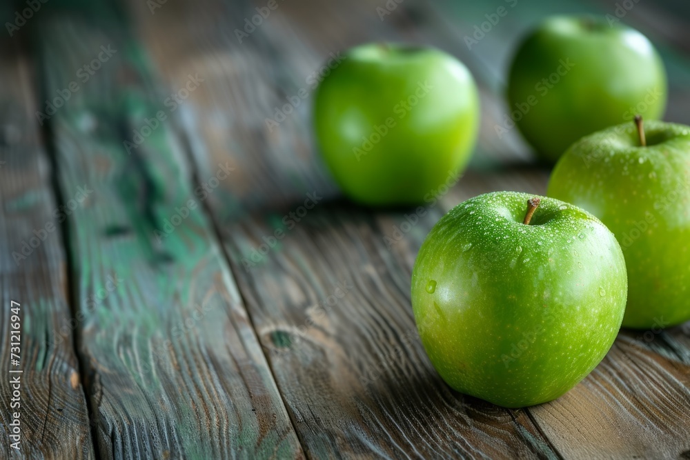 Greenthemed Stock Photo Featuring Apples On Wooden Table With Copy Space Greenthemed Stock Photo Featuring Apples On Wooden Table With Copy Space