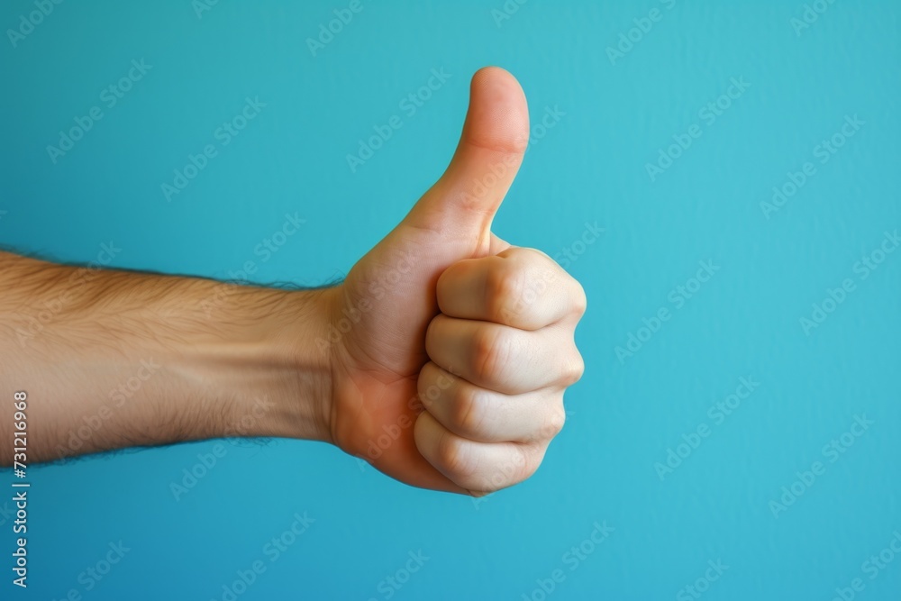 Hand Making Thumbs-Up Gesture To Indicate Approval Or Agreement
