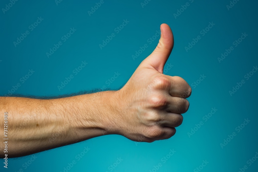 Thumbs-Up Gesture: Symbolizing Approval Or Agreement