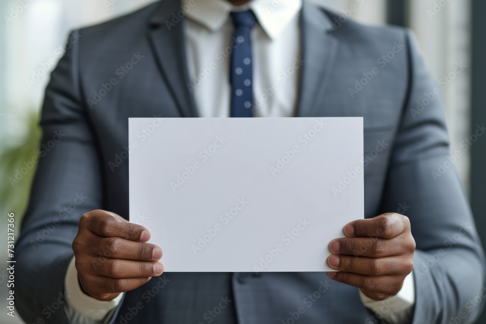 Customizable Business Professional Holding Blank Paper For Personalized Text Or Artwork Customizable Business Professional Holding Blank Paper For Personalized Text Or Artwork