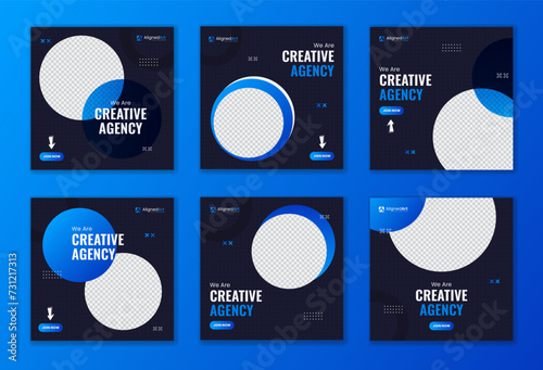 Set of Creative corporate Social media post template, square shape gradient business carousel design bundle for digital marketing, entrepreneur, office work