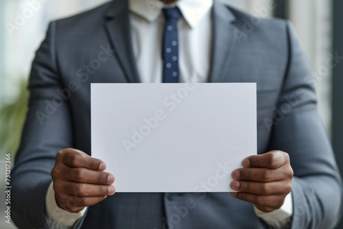 Customizable Business Professional Holding Blank Paper For Personalized Text Or Artwork
