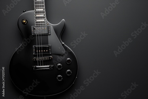 Intimate View Of Stylish, Black Czaran Electric Guitar Against Black Backdrop