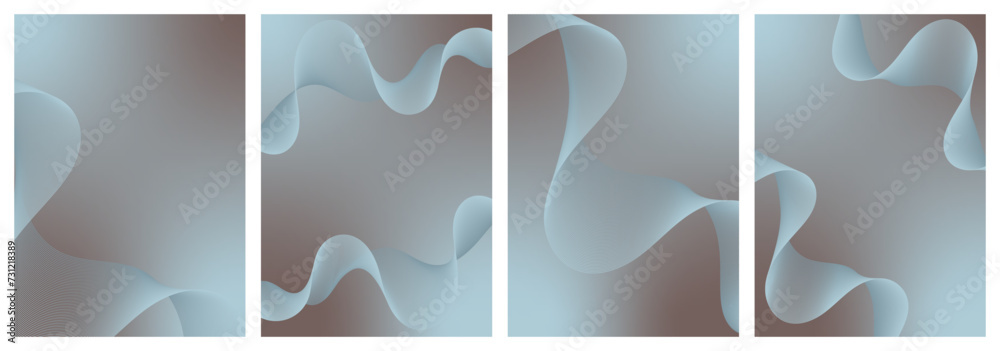 Abstract background vector set blue, black with dynamic waves for wedding, business. Futuristic technology backdrop with network wavy lines. Premium template with gradient mesh for banner or poster