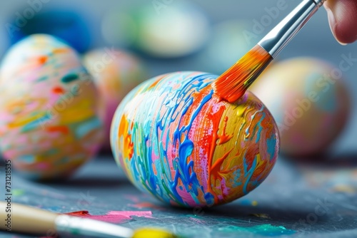 Creative Celebration Of Easter: Painting Eggs With Colorful Brush Strokes