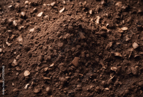 Pile of soil scattered isolated on white background and texture top view