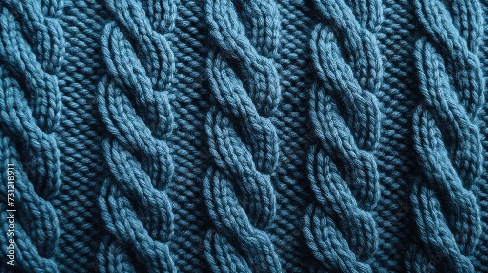 Close-up of a blue knitted wool texture Close-up of a blue knitted wool texture