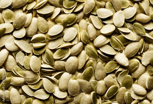 Pumpkin seeds isolated on white background top view