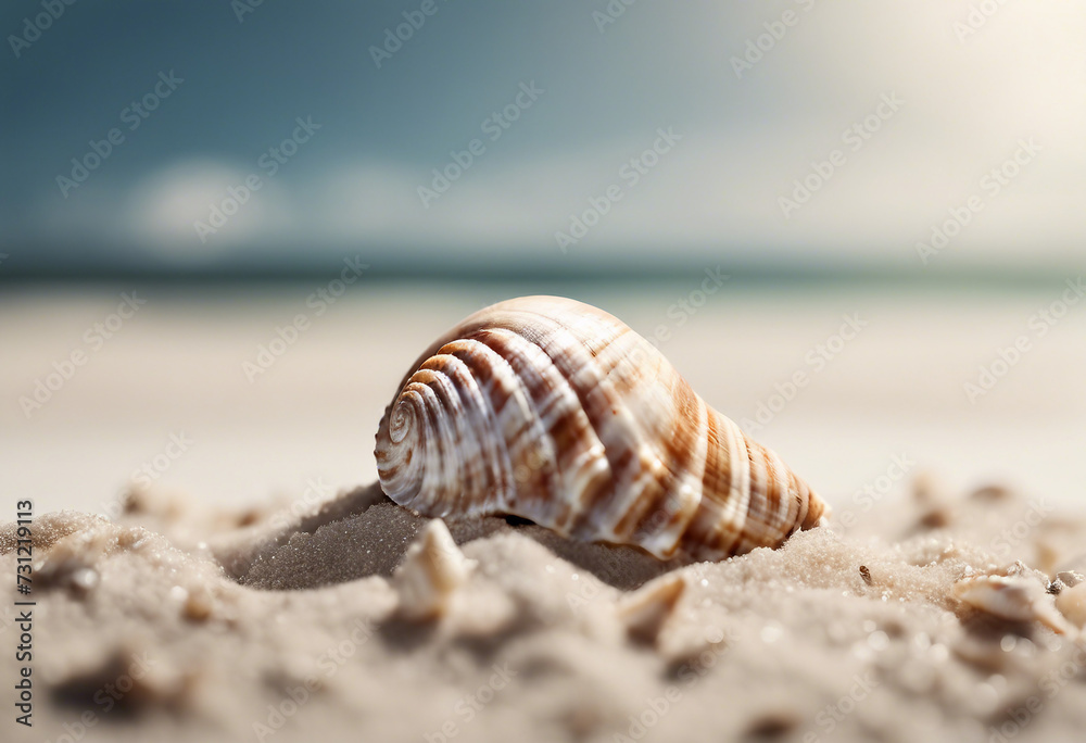 Sea shell in sand pile isolated on white side view Sea shell in sand pile isolated on white side view