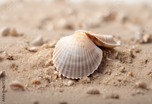 Sea shell in sand pile isolated on white background © ArtisticLens