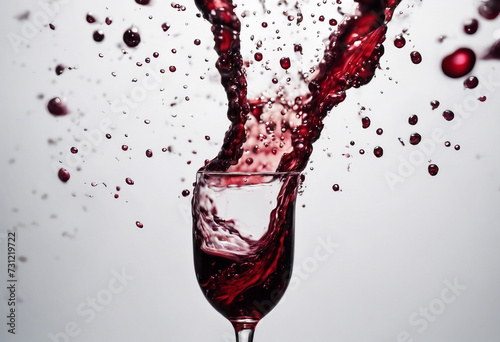 Spilled red wine puddle isolated on white background