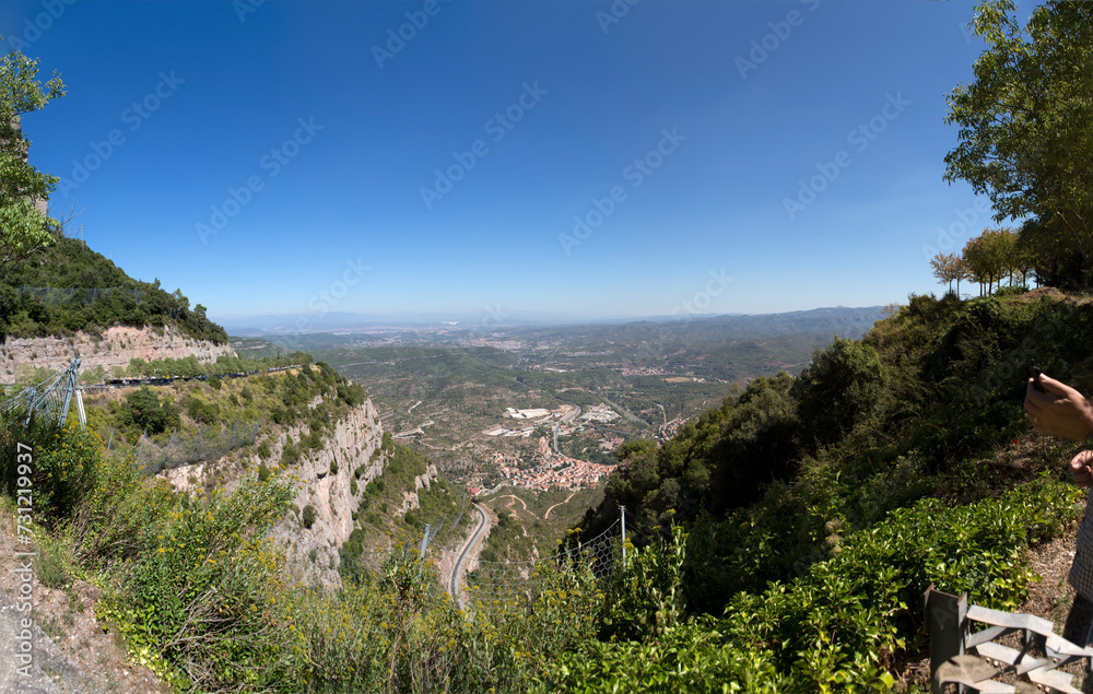 Spain landscape near the Montserrat monastery on a sunny summer day.