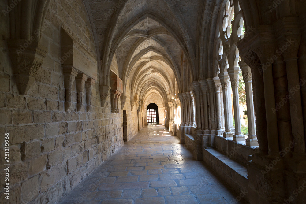 Spain Poblett monastery on a sunny summer day.