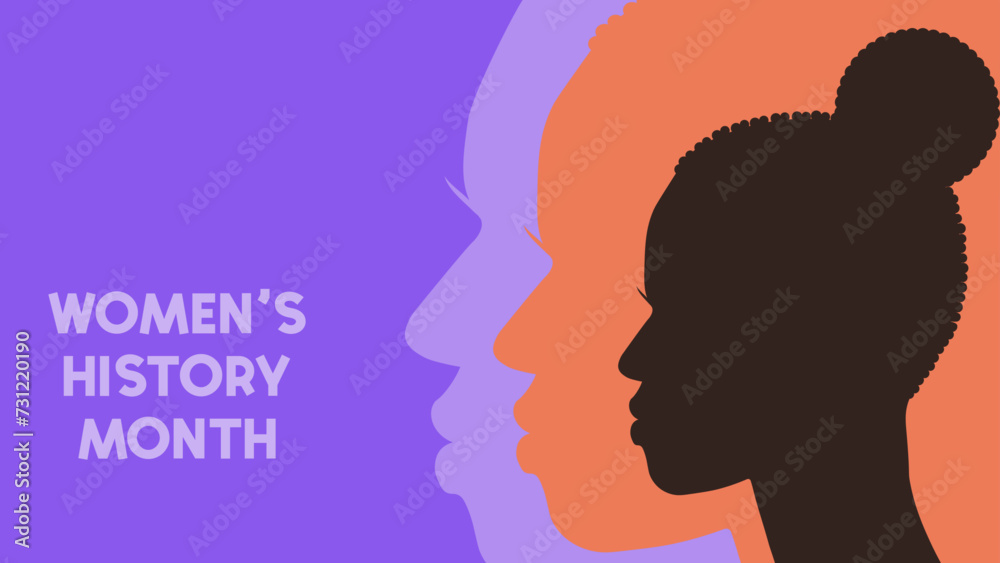 A vector illustration, poster, card, background, banner,  template for Women's History Month celebration concept