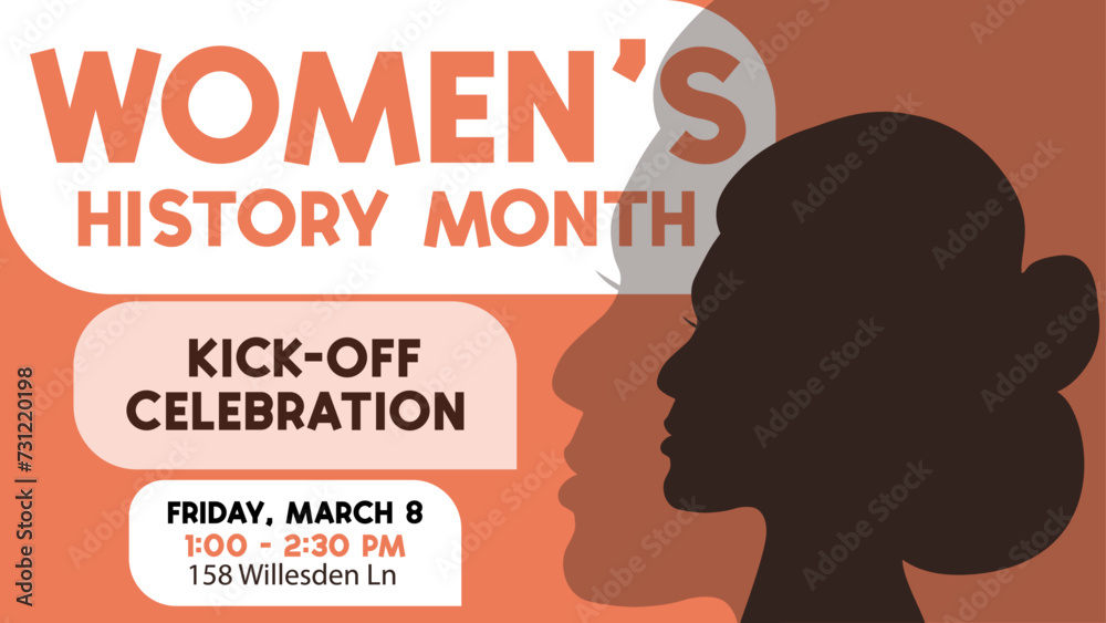 A vector illustration, poster, card, background, banner,  template for Women's History Month celebration concept