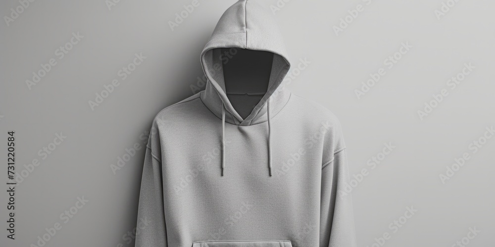 Neutral Gray Hoodie With Long Sleeves, Suitable For Design Mockups, Isolated Background Neutral Gray Hoodie With Long Sleeves, Suitable For Design Mockups, Isolated Background
