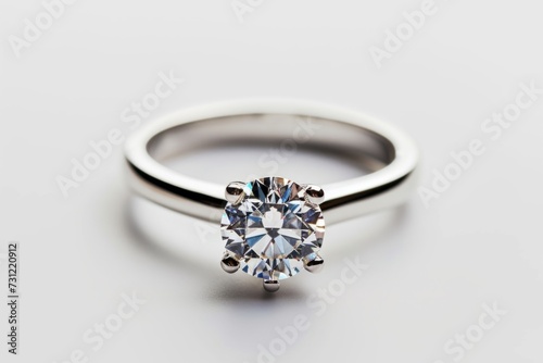 High-Quality Image Of A Sparkling Diamond Ring On A White Background, Includes Clipping Path For Simple Editing