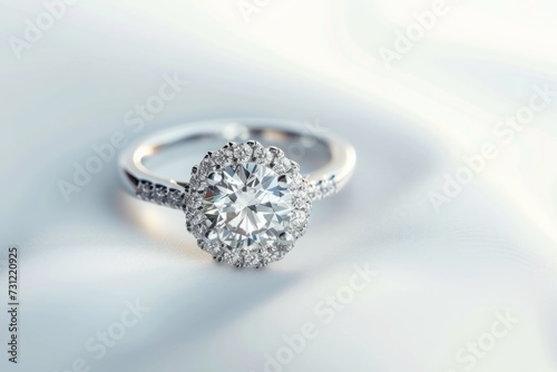Shining Diamond Ring On Blank Background, With Clipping Path For Hassle-Free Editing