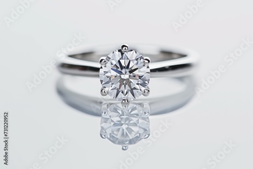 Easily Editable Sparkling Diamond Ring On White Background, With Clipping Path